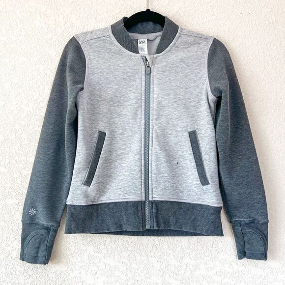Athleta Girl Track Star Gray Zipper Jacket Size 6 - Picture 1 of 7